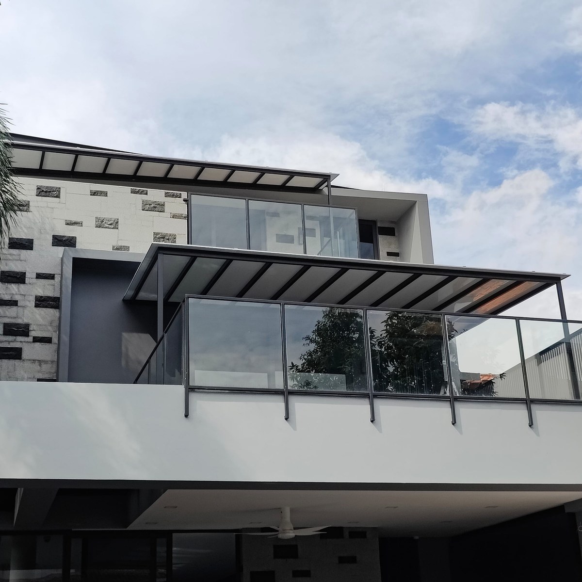 Newly installed roof structure on a Singapore home